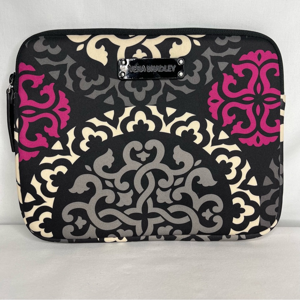 Vera Bradley Pink and Black Laptop Sleeve-Canterbury Magenta Black